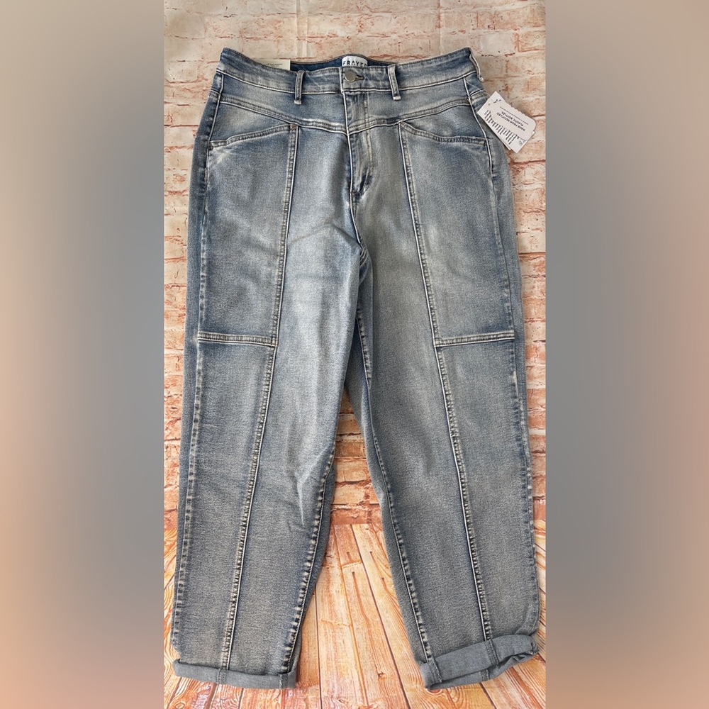 Frayed | Ultra High Waist Cuffed Denim Jeans